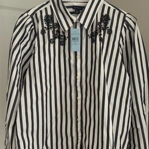 Black and White Embellished button down shirt